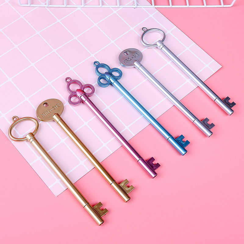 Creative Signature Pen Student School Supplies Office Stationery Advertising Pen Retro Key Shape Gel Pen