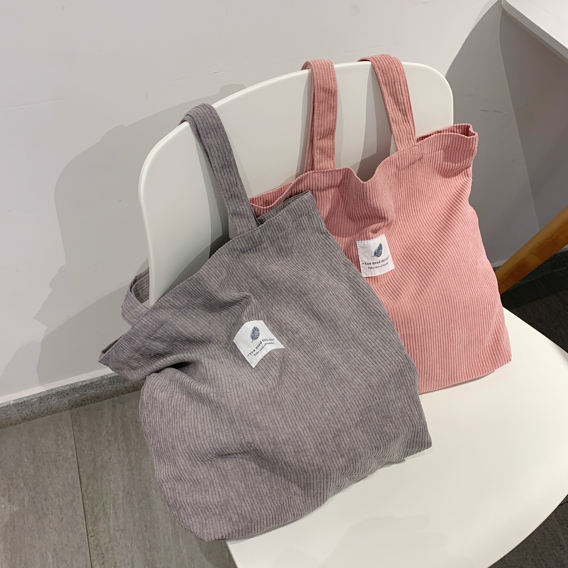 Spot Corduroy Shoulder Bag Baita Student Handbag 2024 Guangzhou Shiling Casual Shopping Bag Women's Tote Bag