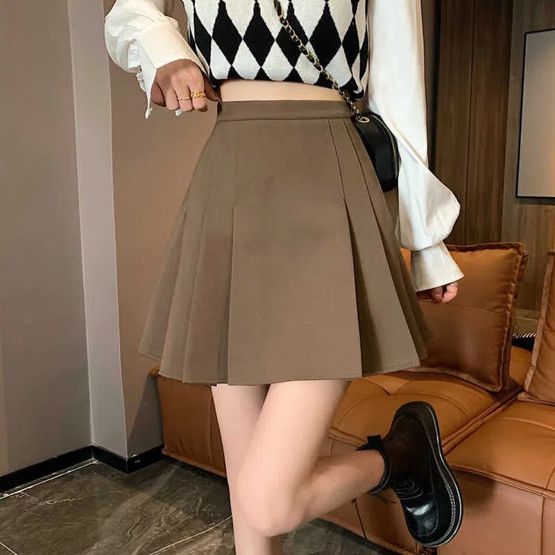 Pleated Skirt Anti-slip Short Skirt Women's Spring and Summer New Arrival Skirt New Arrival High Waist A- line Skirt Slimming Black Skirt