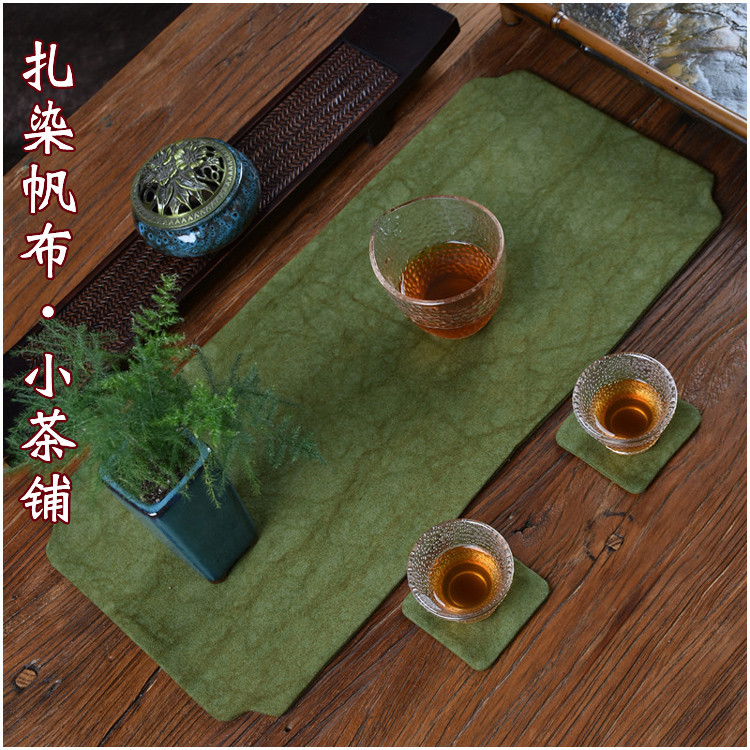 Picture of Handmade tie-dyed small tea mat solid color double-layer small tea shop high-end waterproof new Chinese Zen tea tray mat teapot mat small