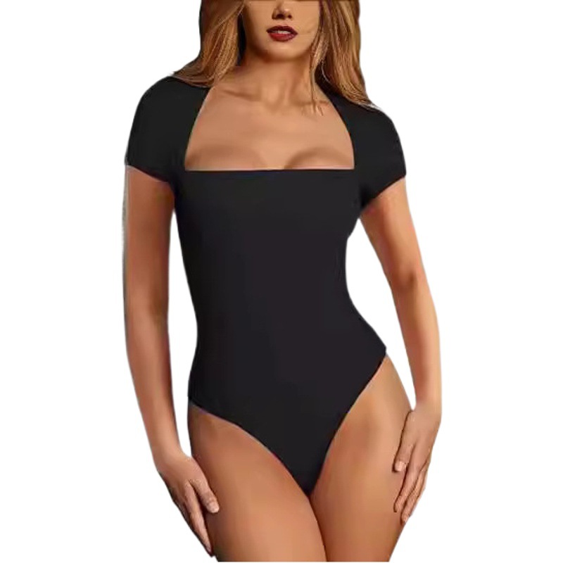 Amazon Europe and the United States cross-border short-sleeved jumpsuit women's foreign trade tight milk silk jumpsuit