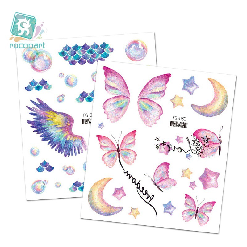 Rekalon Color Glitter Butterfly Tattoo Sticker High-end Music Festival Makeup Sticker Six One Princess Face Sticker Internet Celebrity Sticker