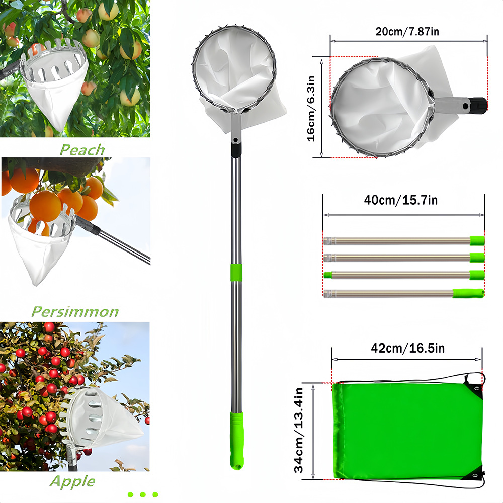 Picture of Removable fruit picker portable high-altitude telescopic rod fruit picker length adjustable stainless steel garden fruit picker