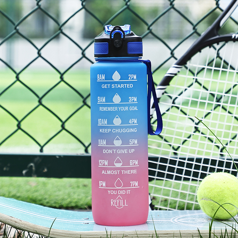 Picture of Large Capacity Fitness Sports Space Cup Portable Outdoor Casual Plastic Suction Cup Girl's Gradient Frosted Kettle