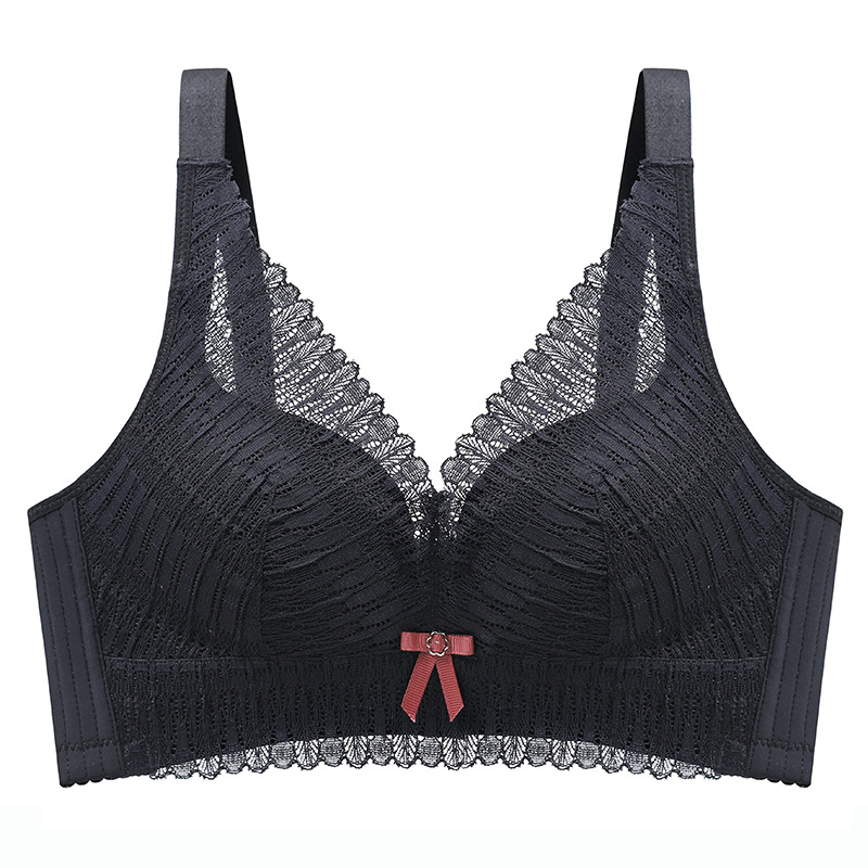 Picture of Thai Latex Underwear Women's Small Chest Push-up Bracing Non-steel Ring Adjustable Anti-expansion Sagging Thin Bra
