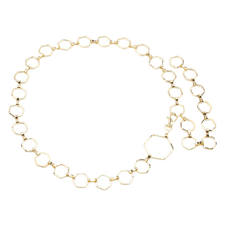 European and American cross-border jewelry simple fashion personality geometric hexagonal waist chain with skirt suit jacket body chain