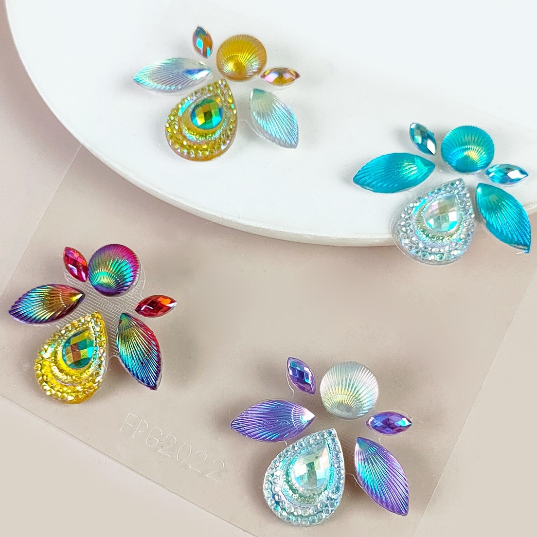 Face diamond stickers eyebrow stickers mermaid tail love gem beauty decorative stickers flashing stage makeup tear diamond tattoo stickers