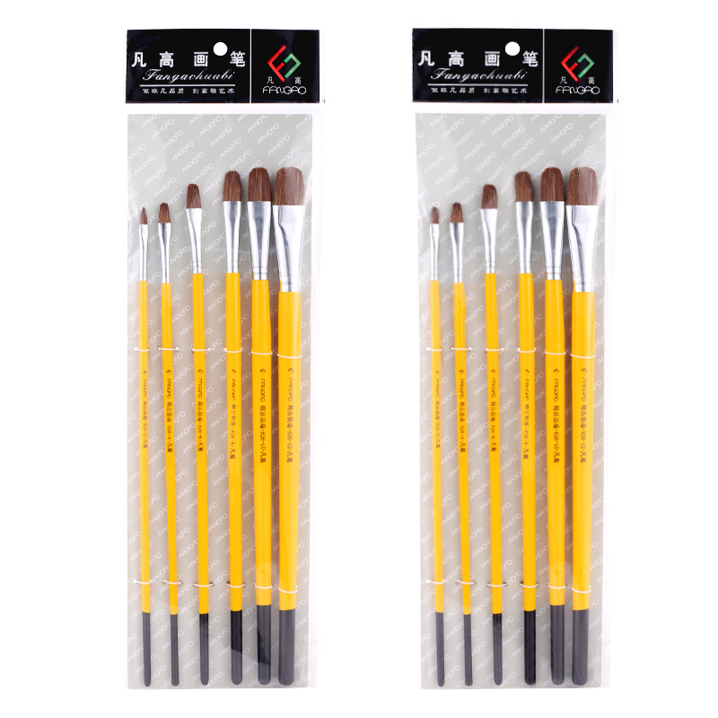 Picture of Wolf brush oil brush 6 sets of watercolor acrylic flat brush art painting tools gouache paint brush