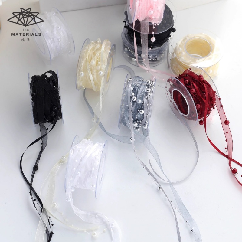 Yitong Pearl ribbon creative bead chain ribbon bouquet ribbon flower shop handmade diy ribbon flower packaging material