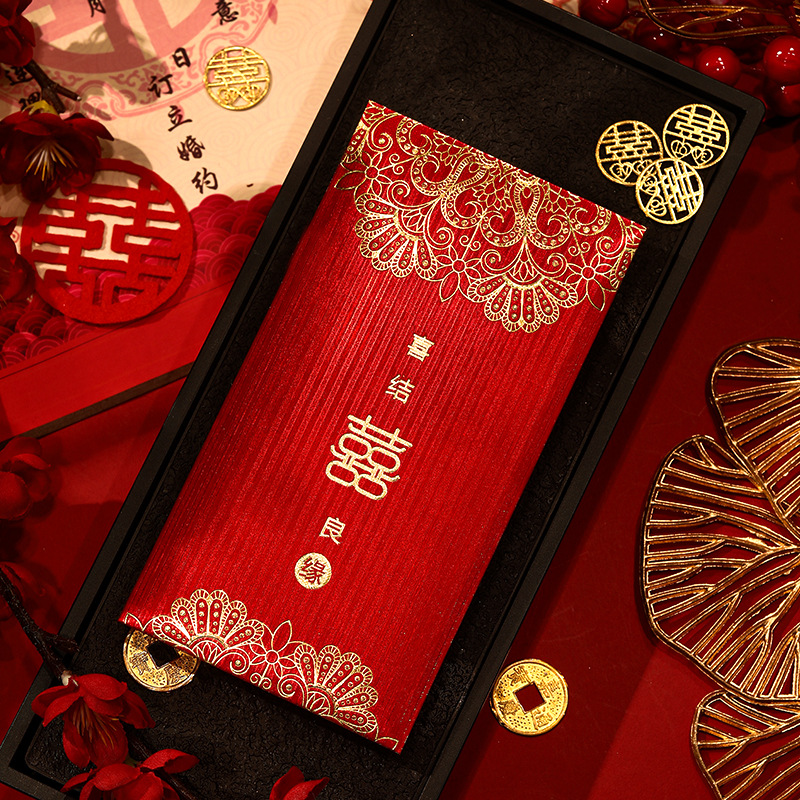 Picture of Wedding supplies wedding red envelope golden onion happy word hot stamping red envelope wholesale profit is the wedding red envelope bag change happy bag