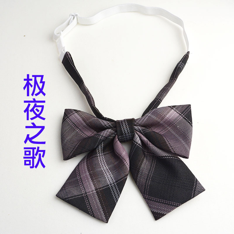 Picture of Hot-selling College Style Oka Pear Field Soot Black Bow Plaid Flat Horn JK Collar Bow Tie Shirt Accessories