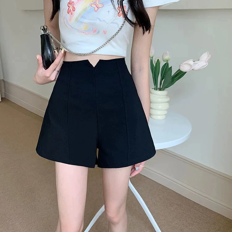 Outer Wear Solid Color High Waist Loose Sports Casual Shorts Women's 2022 Summer New All-Match Slim Look Leg Hot Pants