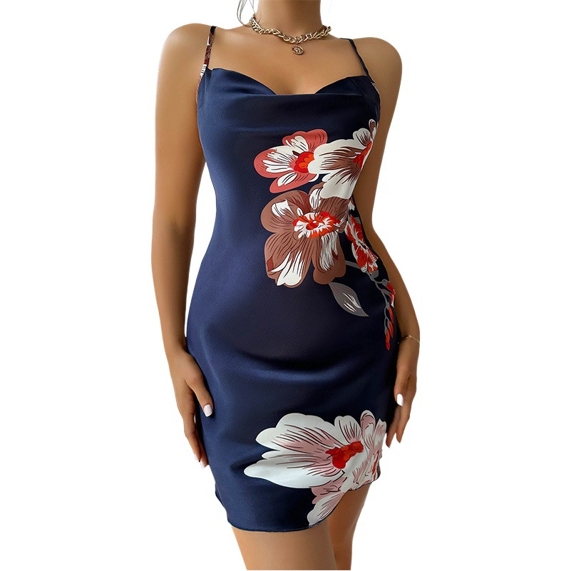 Summer new slip dress thin ice silk silk nightdress artificial silk sexy temptation backless slip nightdress for women