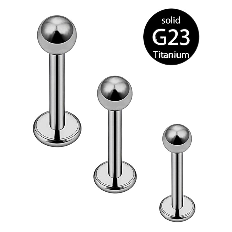 G23 Titanium 6-10mm Lip Nail Rod Ball Tongue Nail Flat Bottom Rod Earring Nail Titanium Alloy Body Puncture Jewelry