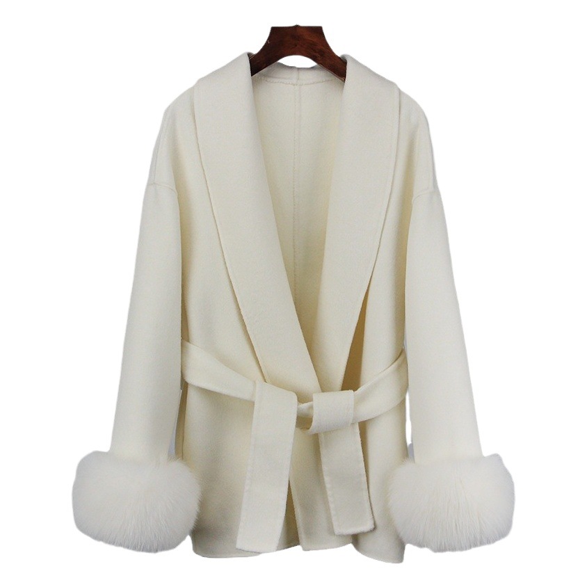 2025 New Autumn and Winter High-End Double-Sided Cashmere Wool Outwear for Women Fox Fur Double-Sided Fox Fur Outwear