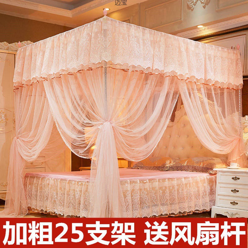 Mosquito Net New 2023 Three-door Encryption Floor Bedroom Bold Stand Court Single Double Bed Household Princess Style