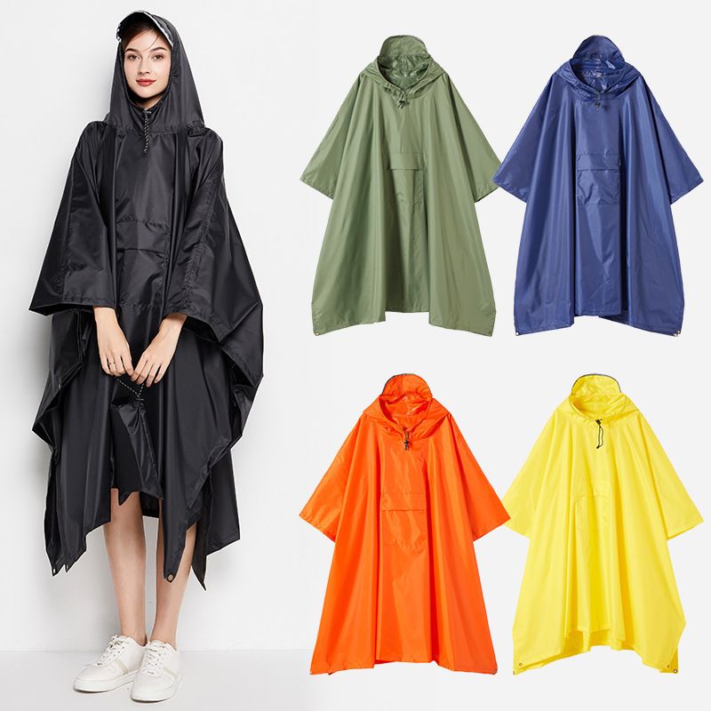 Amazon Outdoor Mountaineering Riding Multifunctional Three-in-One Adult Raincoat Poncho Polyester Coated PU Waterproof Poncho