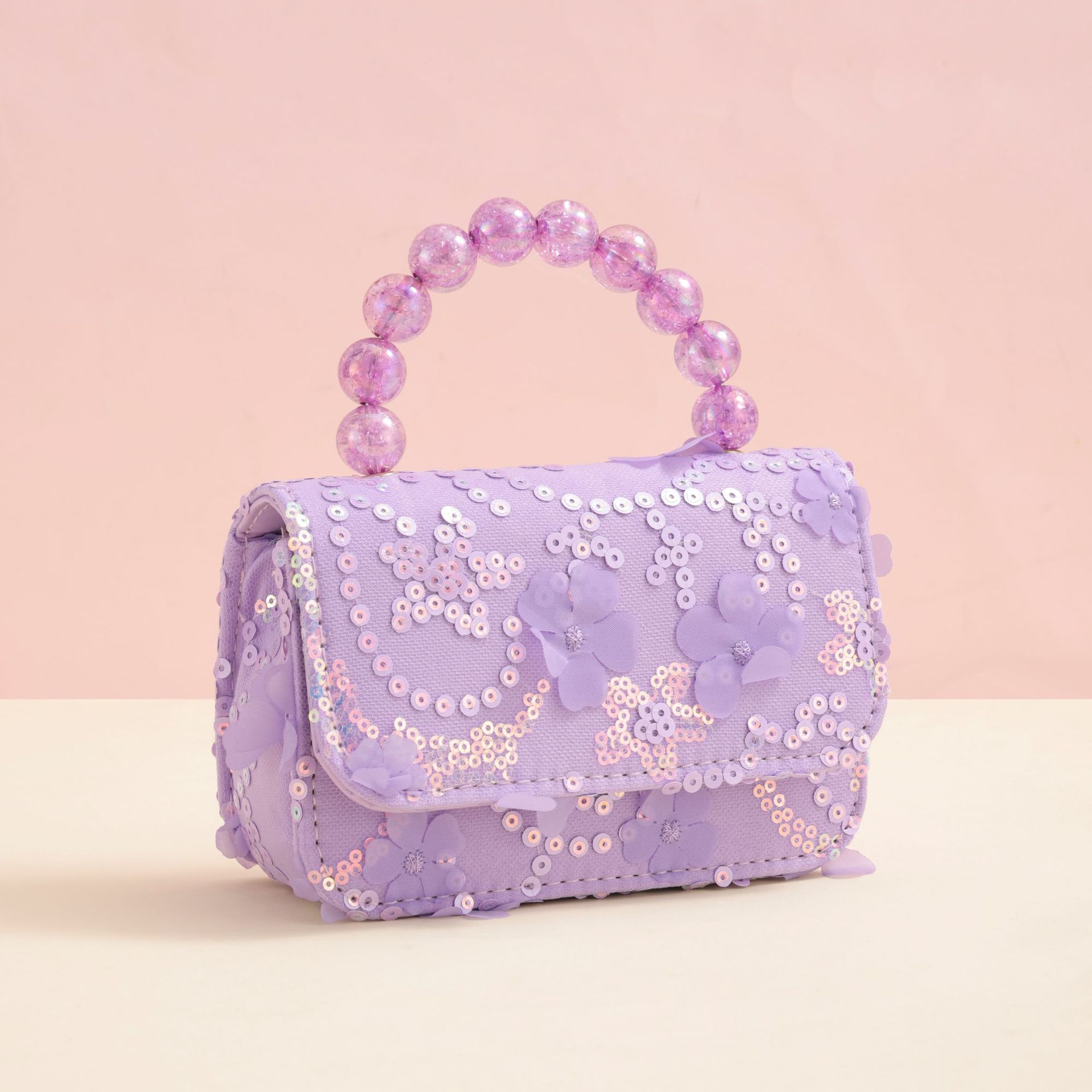 Picture of 2024 new elegant princess style bag girl trend small square bag pearl portable high value sequin bag wholesale