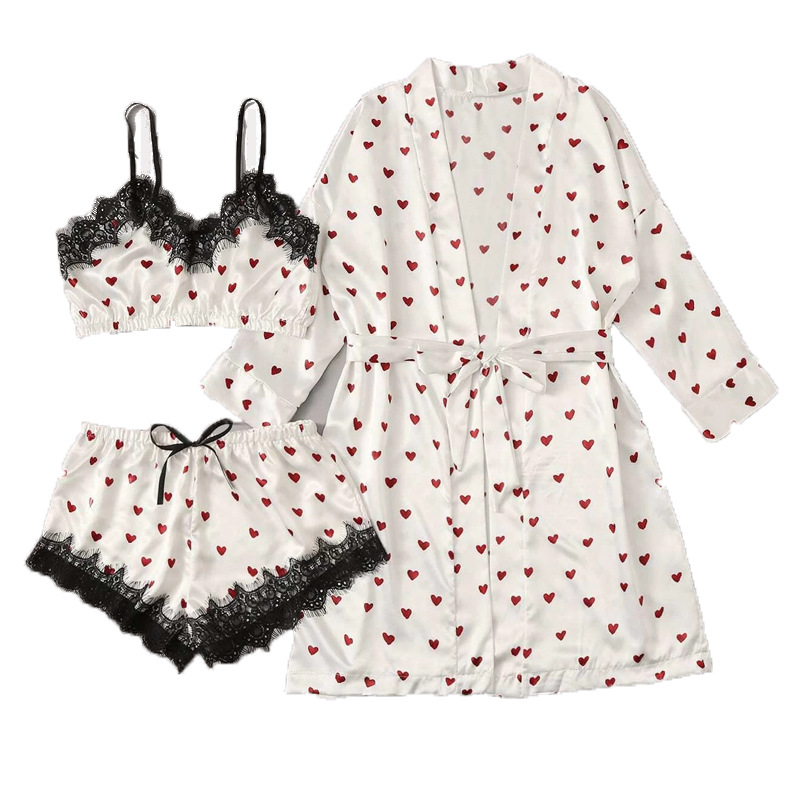 Picture of Source factory cross-border foreign trade supply wholesale women's love summer suit tube top sexy lace ice silk home clothes