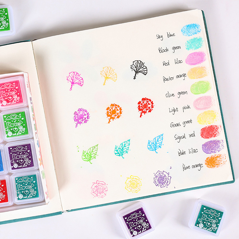 Picture of Children's finger painting color inkpad printing table 3x3cm24 color DIY finger painting pigment inkpad printing table suit