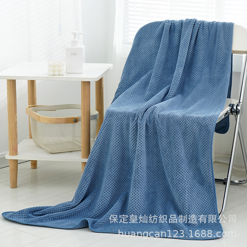 Picture of [90*170 large bath towel] pineapple high density thick coral velvet beach towel soft absorbent does not drop hair color
