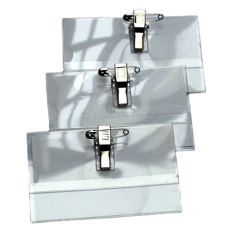 Pvc Double-Sided Transparent Pin Clip Employee Id Card Holder Tag Work Permit Student Id Badge Badge Factory Brand