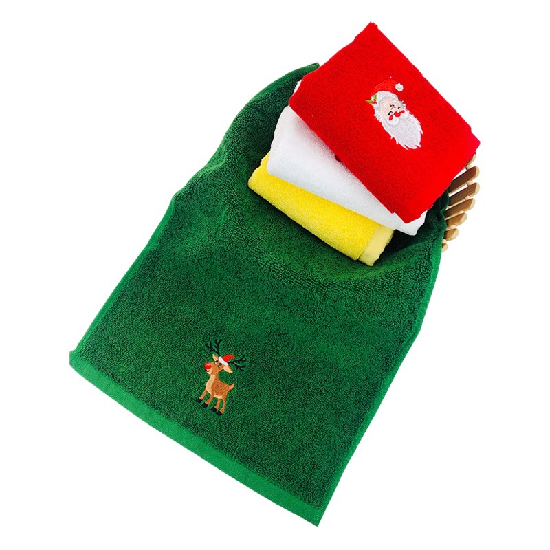 Christmas Towel Printed Cotton Christmas Embroidery Set Kitchen Towel Gift Export Halloween Towel Customization