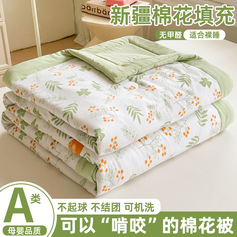 Class A Mother and Child Grade Xinjiang Cotton Summer Quilt Double Machine Washable Washable Summer Air-conditioning Quilt Gift Quilt Summer Quilt