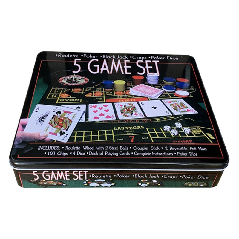 Five-in-one chip suit game chip iron boxed 4G chip suit poker tablecloth Manor code combination