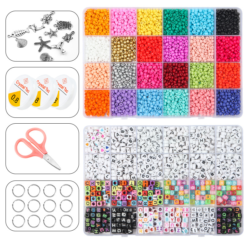 Picture of Amazon Hot Sale 24 Grid Multi Style Letter Beads Boxed Color Beads Handmade Set with Accessories diy Material