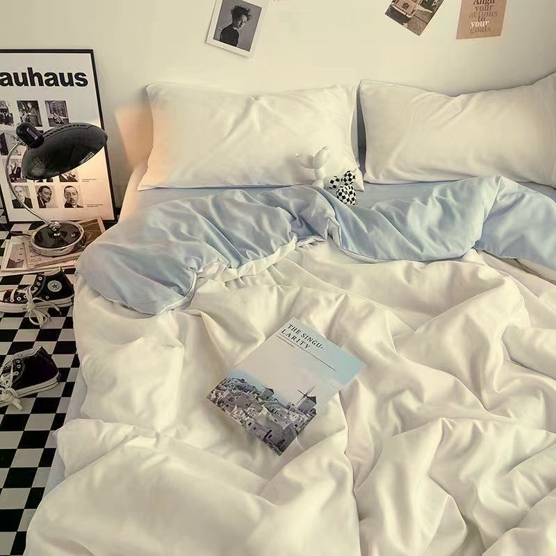 Picture of Four Seasons Washed Cotton ins Quilt Cover Four-piece Set Student Dormitory Bed Sheet Double Three-piece Set Quilt Cover Bedding