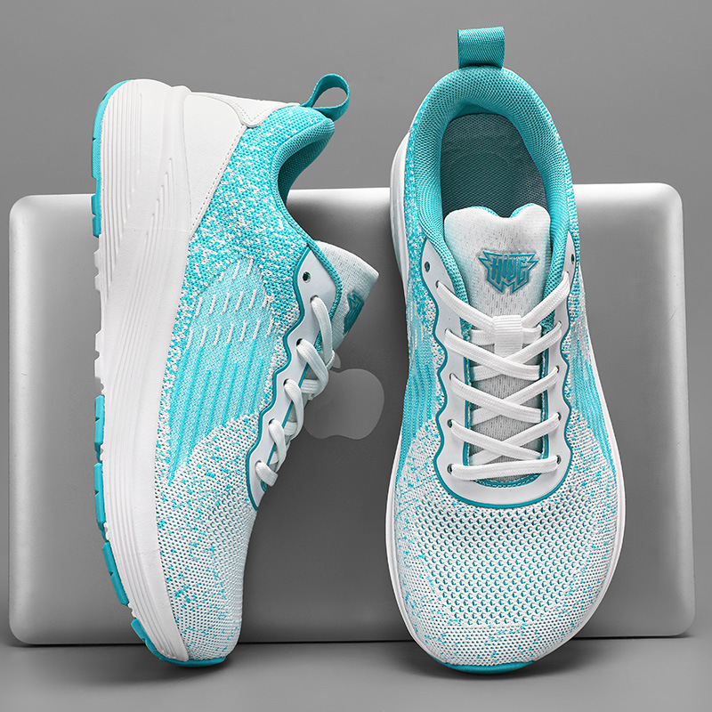 Cross-Border Couple Wide-Foot Sports Running Shoes Wide-Last Large-Toe Shoes Fly-Knit Breathable Women's Sports Shoes Men's Size 46 Large Size 45