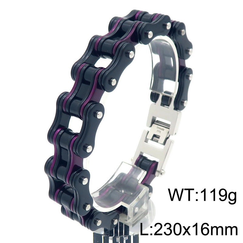 Picture of Cool Street Hip Hop Bicycle Chain Bracelet European and American Fashion Electroplated Titanium Steel Men's Motorcycle Bracelet