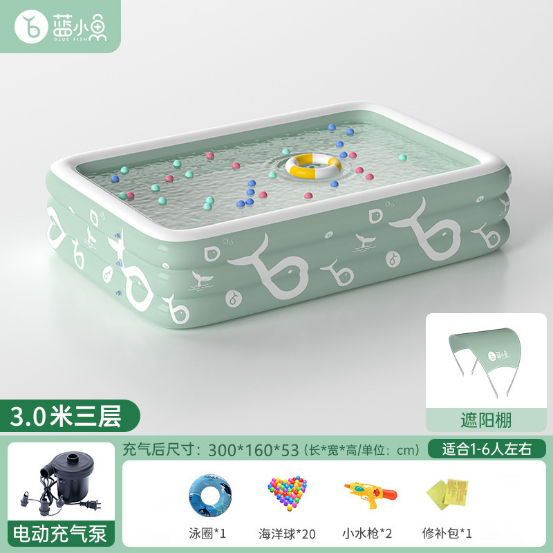 Picture of Household adult children outdoor inflatable swimming pool thickened children swimming pool baby play pool with slide sunshade