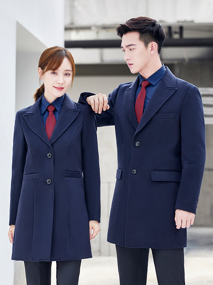 Woolen Coat Work Clothes Women's Winter New Security Front Desk Hotel Bank Professional Tooling Mid-length Woolen Coat