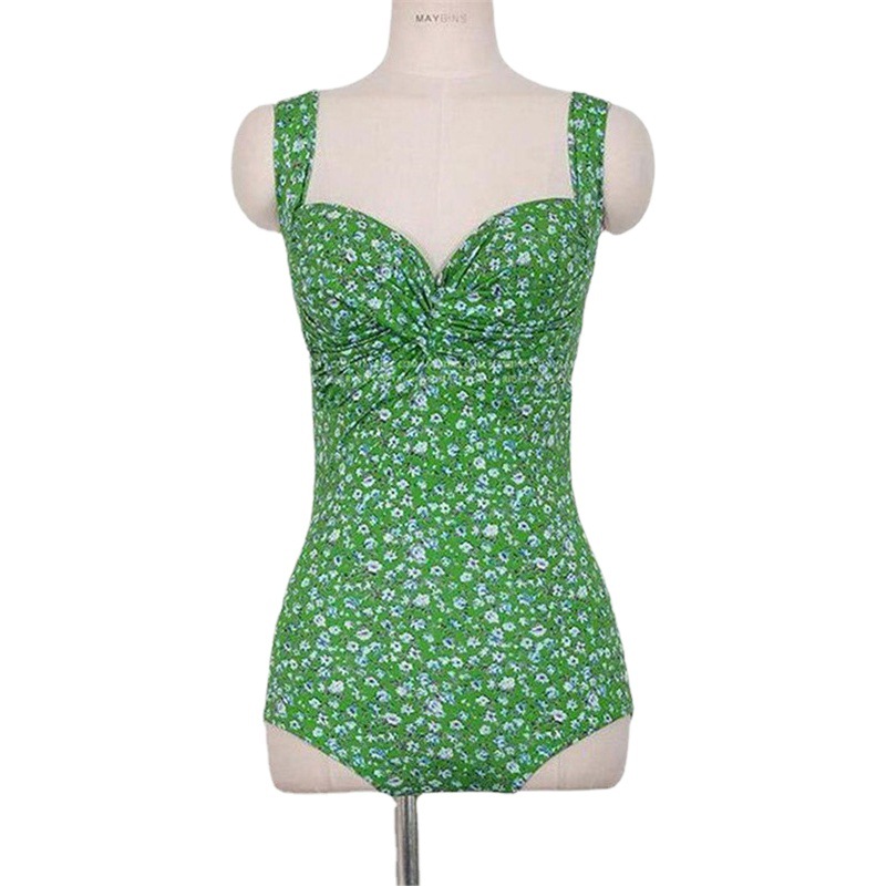 2023 new one-piece swimsuit women's hot spring conservative triangle Korean version of small chest color swimming suit a generation of hair