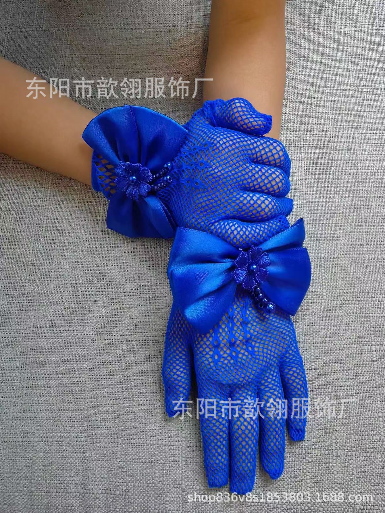 Picture of Bride Wedding Girl Gloves Lace Short Finger Gloves Children Wedding Decorative Dress Children Gloves Wholesale