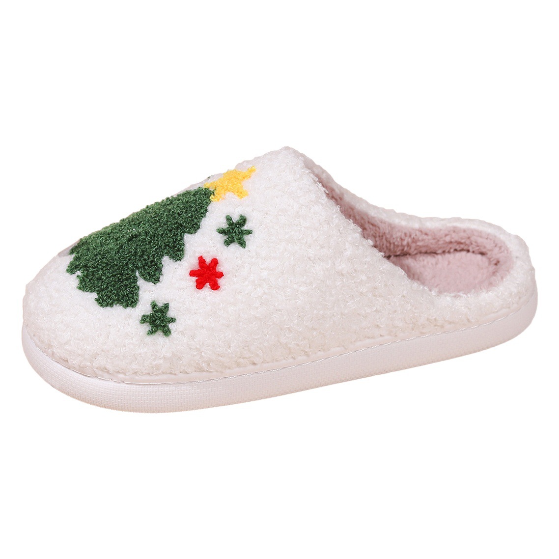 Cross-border new Christmas tree Christmas slippers for women wholesale winter home indoor non-slip home smiley face cotton slippers winter