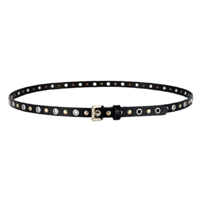 New belt decorative dress small belt fashion simple versatile casual rivet women's belt round hole