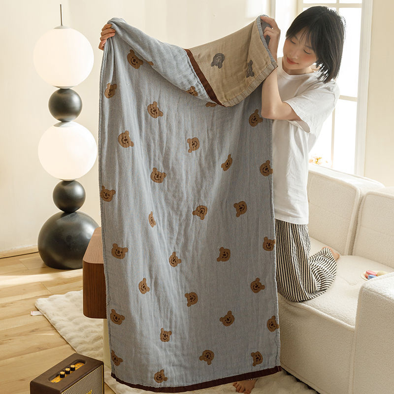 Cartoon Full Cotton Bath Towel Four-layer Gauze Cotton and Linen Absorbent Sweat-absorbent Big Towel Bath Towel Nap Casual Thin Blanket