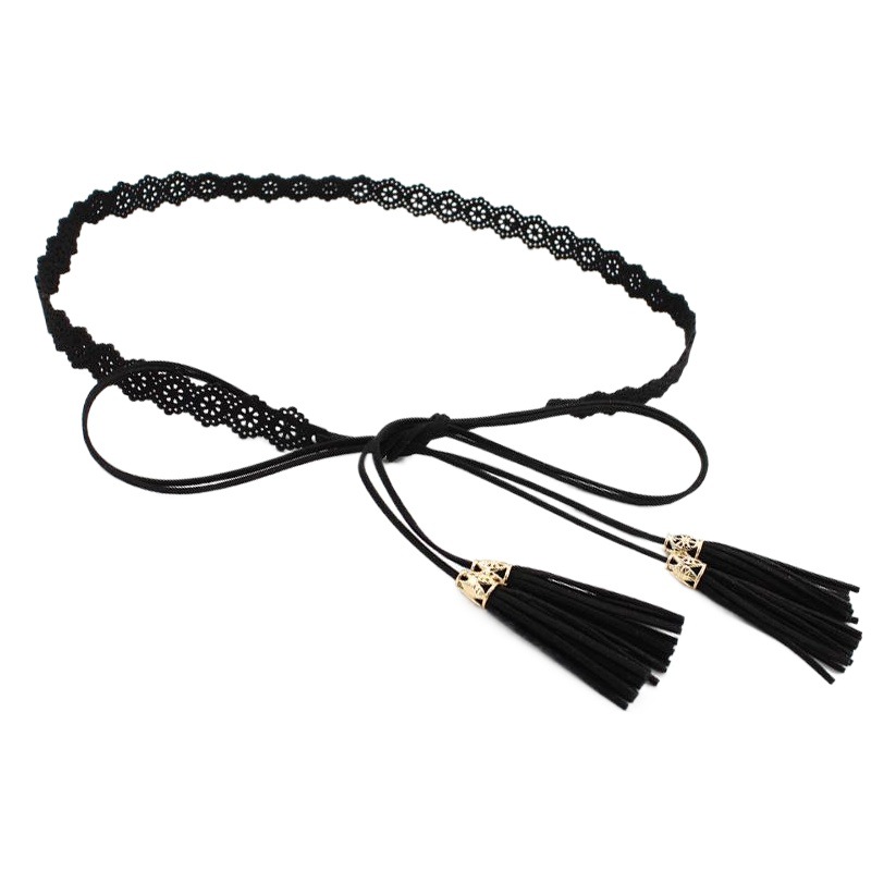 Women's ethnic style skirt decorative belt women's hollow tassel knot strap thin waist chain a generation of hair belt