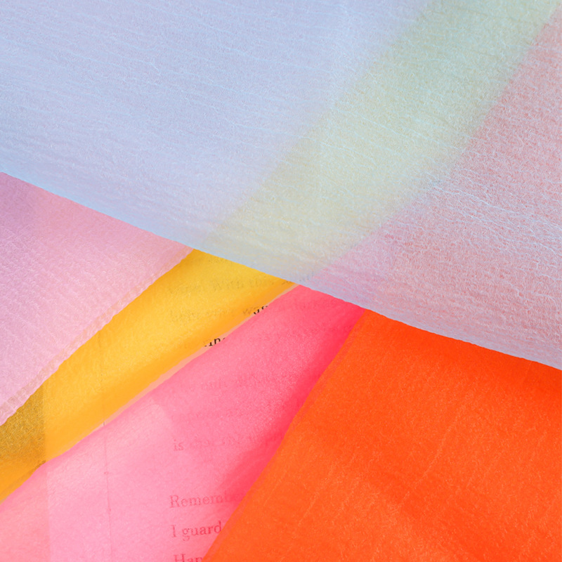 in stock Wholesale Seersucker Macaroon Color Organza Embroidered Base Fabric Women's dress Yarn Fabric