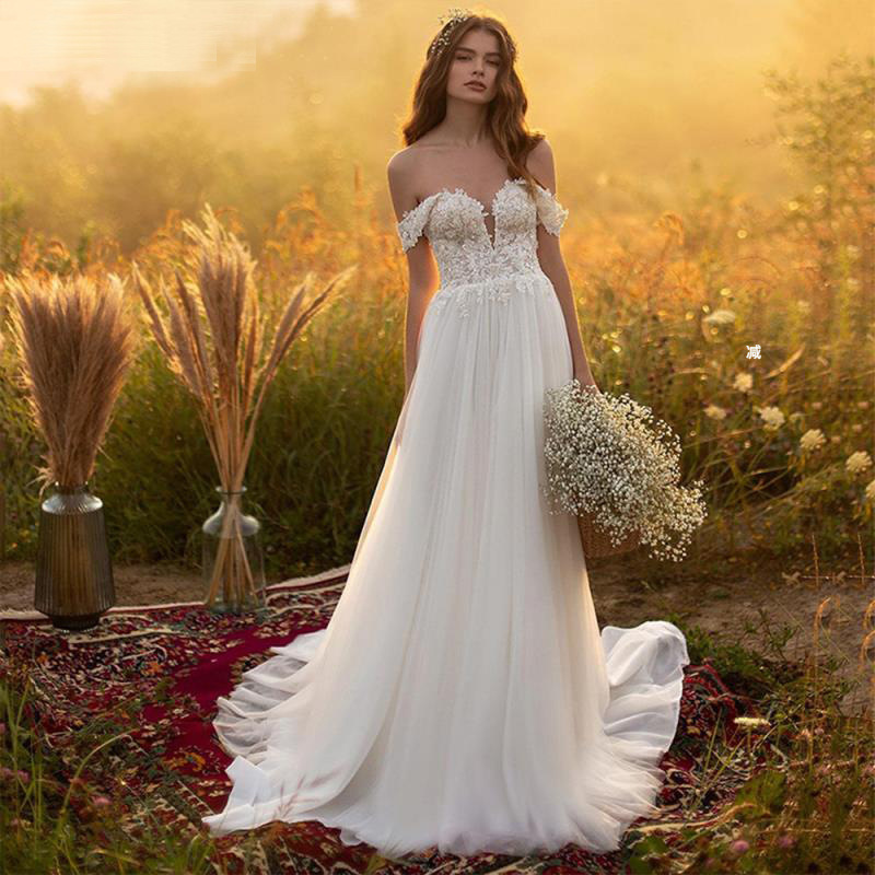 New Travel Light Yarn Bridal Wedding Dress Lawn Outdoor Welcome Ceremony Outgoing Yarn Tube Top Fashion Cross-border Hot Sale