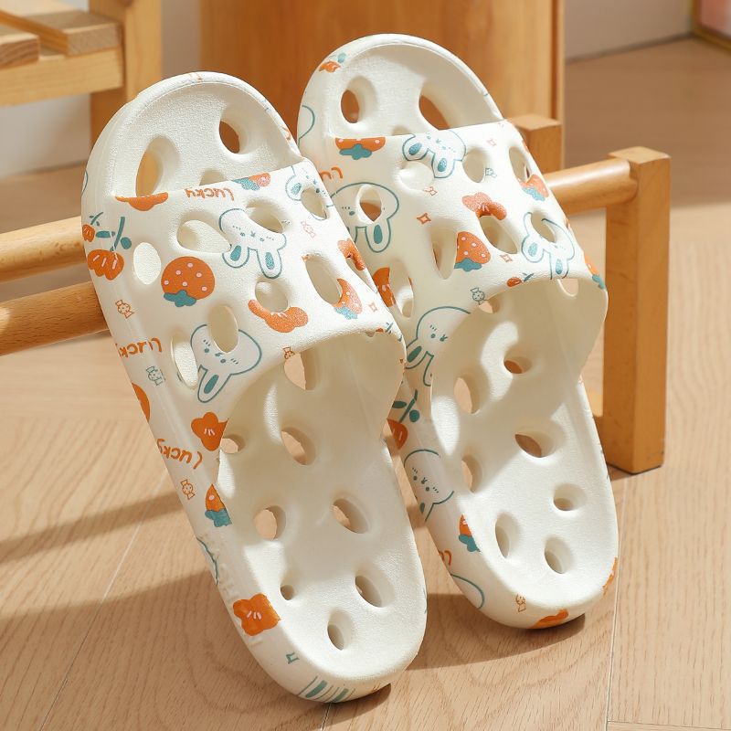 Leaky non-slip slippers bath speed indoor dry summer home hollow home feeling stepping on slippers shower women's home