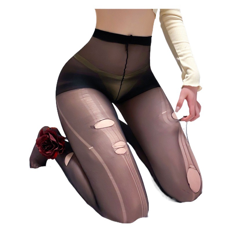 Easy-To-Tear Stockings, Hand-Tearable Thin Disposable Black Stockings, Sexy Leg Socks, Fun Women's Full-Length Wholesale Nude-Feel Shaping Stockings