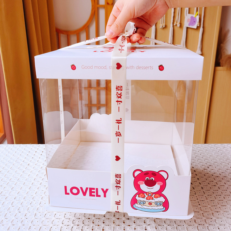 6/8/10 inch transparent birthday cake box height packaging box creative cartoon 6/8/10 inch dessert box