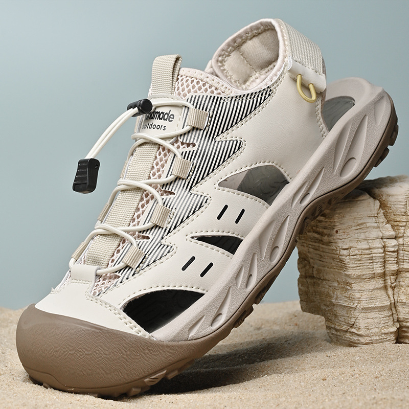 Beach Shoes Men's 2025 Summer Men's Genuine Leather Sandals Men's Outdoor Casual Non-slip Outwear Sports Hiking Shoes