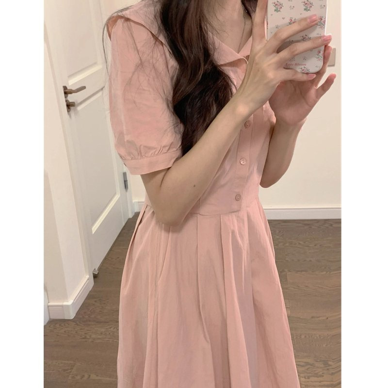 Picture of Tea Break French Style Gentle Style Tight Waist Slimming dress Women's Summer New Niche Elegant Sweet Age-reducing Mid-length Dress