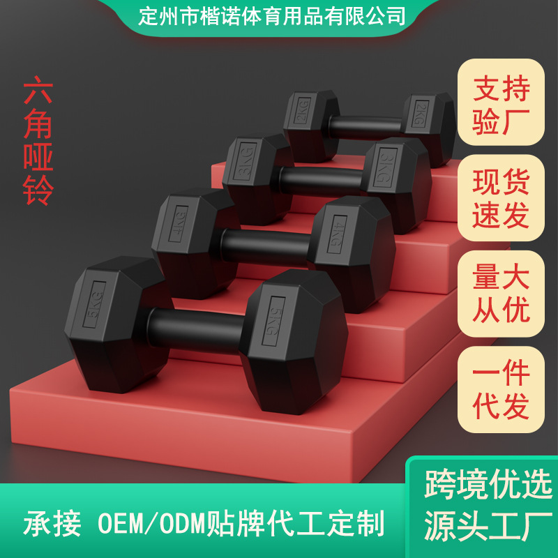 Cross-Border Drop Shipping Rubber-Coated Small Dumbbells 2/3/4/5kg Student Men's Home Fitness Equipment Pair of Hexagonal Dumbbells