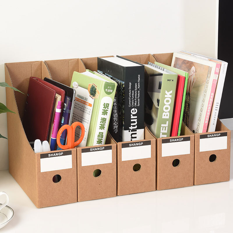 Picture of Office Supplies File Box Storage File Rack Magazine Folder Frame Kraft Paper Desktop Storage Box File Cabinet Wholesale